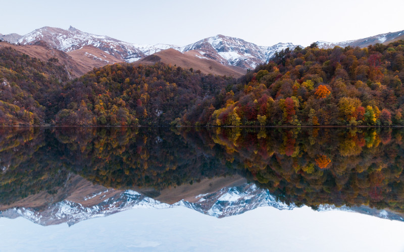 Reflections of Lake Maralgol in the autumn