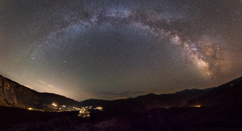 Milky way over thress mountain villages
