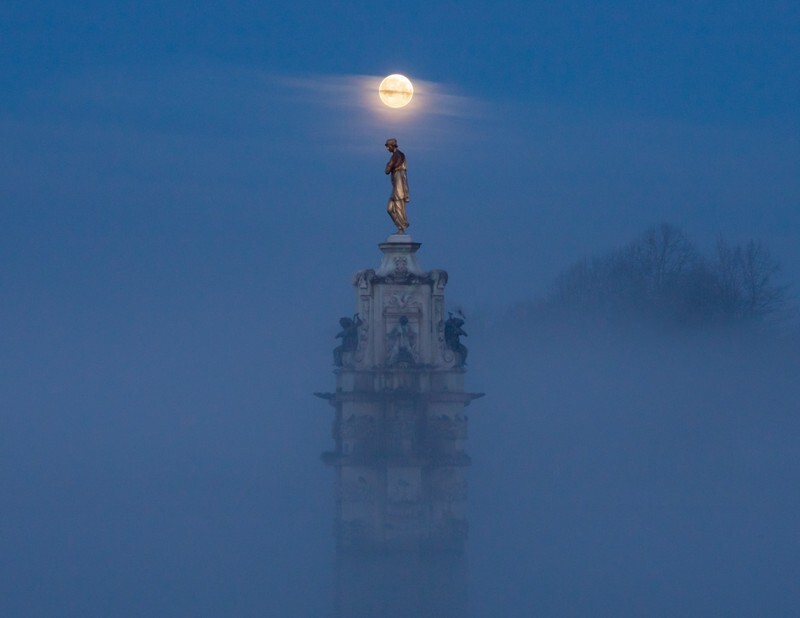 Snow Moon Setting - England