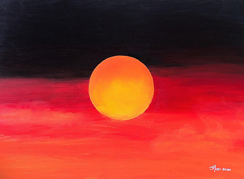 Sunset over Australian bushfires - My paintings