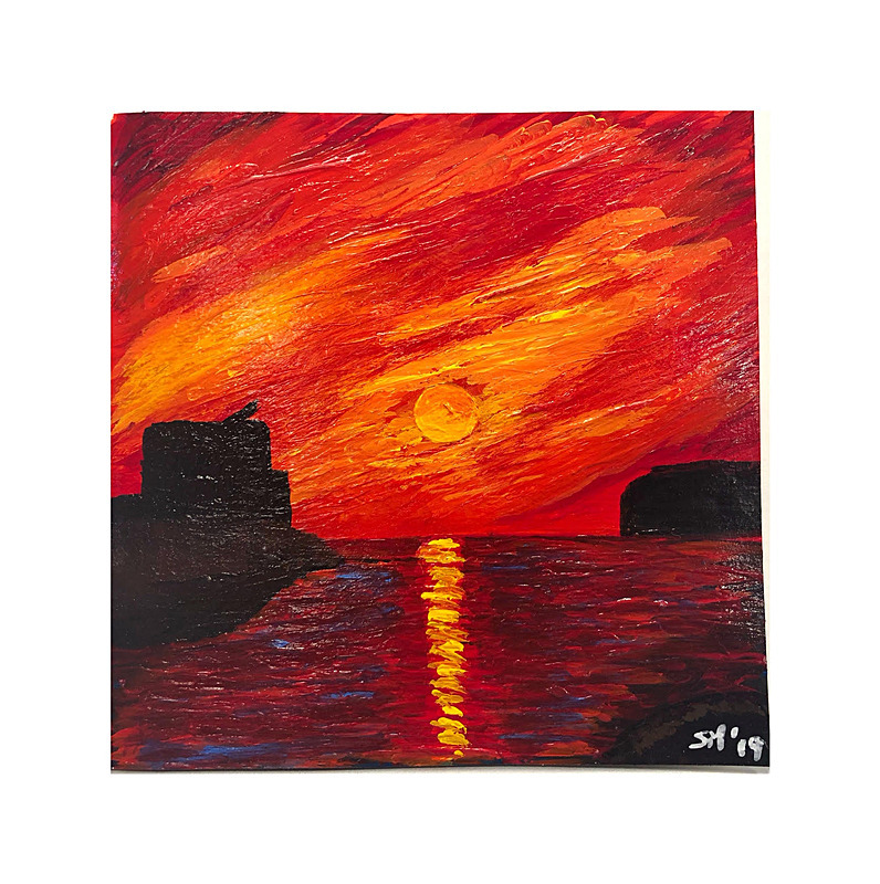 Xlendi my first attempt at using acrylics on a greeting card - My paintings