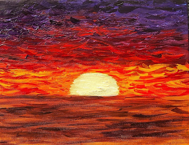 Purple skyline one of my first paintings - My paintings