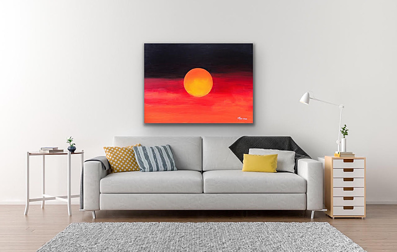 Sunset over Australian bushfires as seen hanging - My paintings