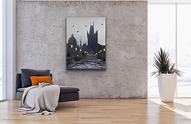 Prague as seen hanging - My paintings