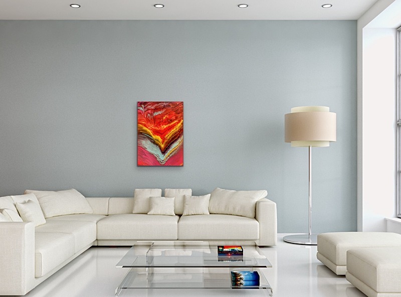 Experimenting using the pouring technique as seen hanging - My paintings