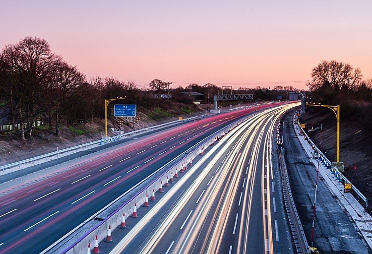 Traffic trails on the M6 near Sandbach - Other Cheshire Locations