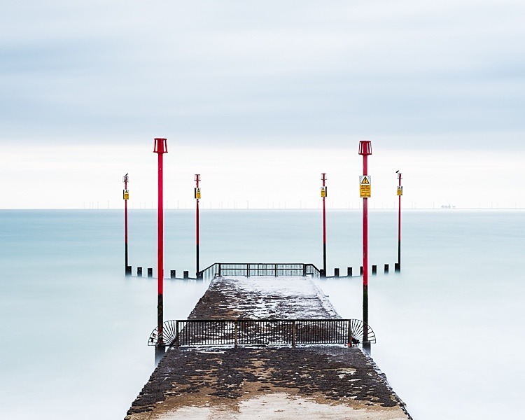 Posts on Southwick beach at low tide - Sussex