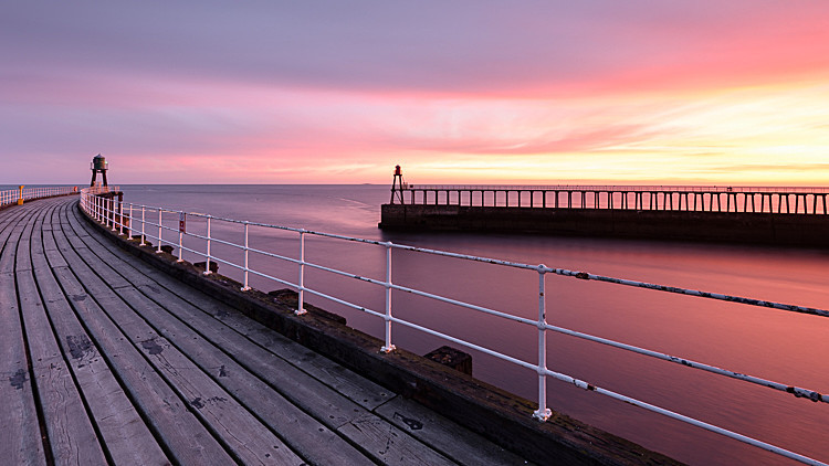Dawn at the Whitby piers (2) - Around Whitby