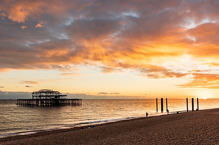 Watching the sun set on Brighton Beach (2) - Sussex