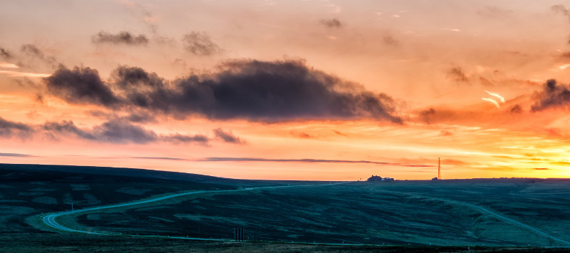 Sun setting over the Cat & Fiddle - The Cat and Fiddle