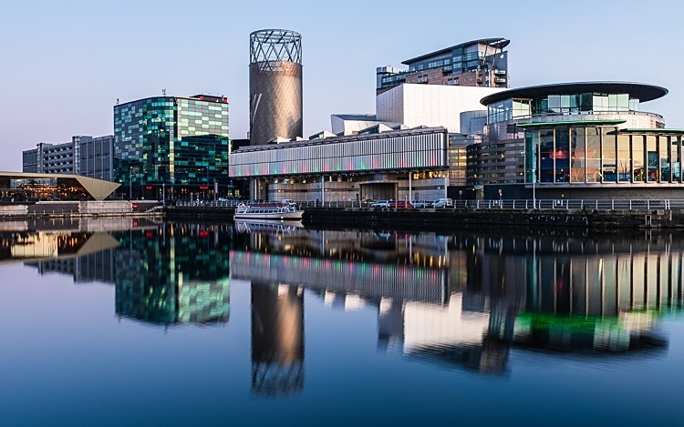 The Lowry at dusk - Salford Quays
