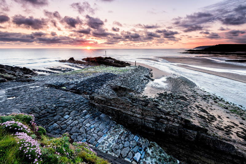 Sunset over Barrel Rock, Bude (2) - Cornwall