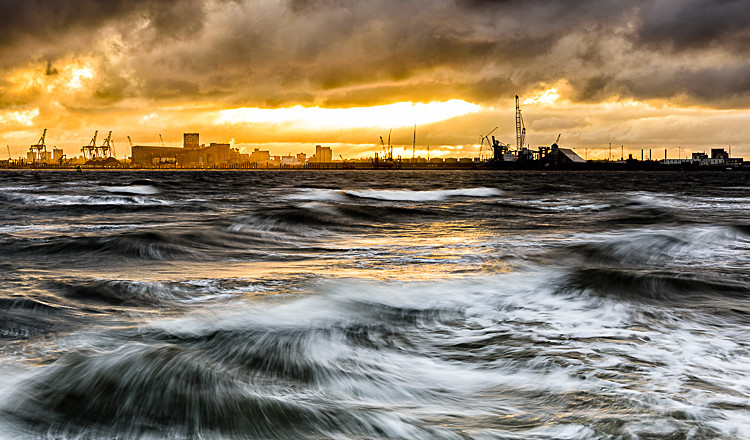 Liverpool Docks from New Brighton (1) - Merseyside