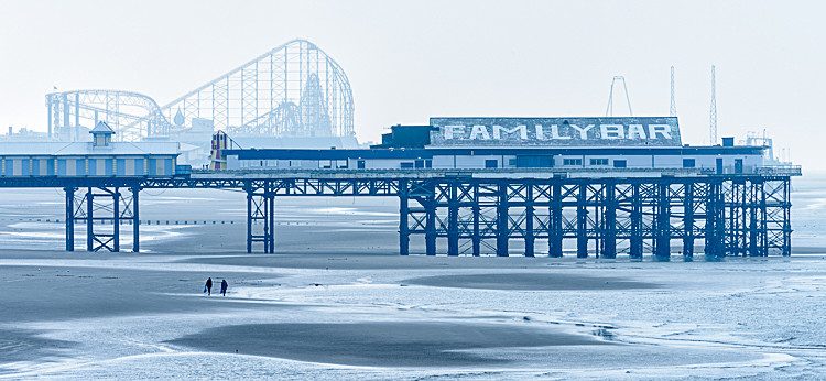 Central Pier and Rollercoaster from North Pier - The Fylde Coast
