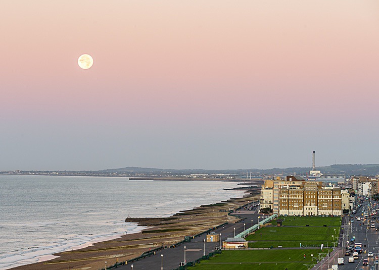 Harvest moon, towards Portslade - Sussex