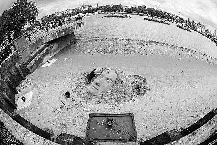 Sand sculpture by The Thames - Street Photography