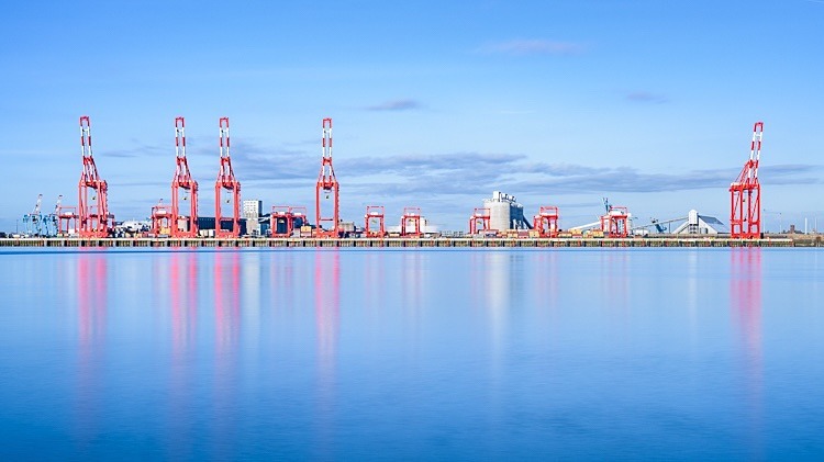 Liverpool Docks from New Brighton (3) - Merseyside