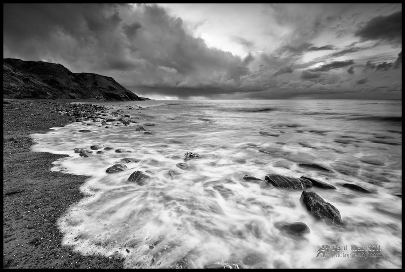 Glen Mooar in mono - Isle of Man Seascapes