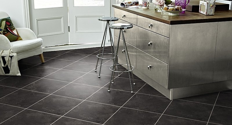 Black tile| karndean| kitchen floor