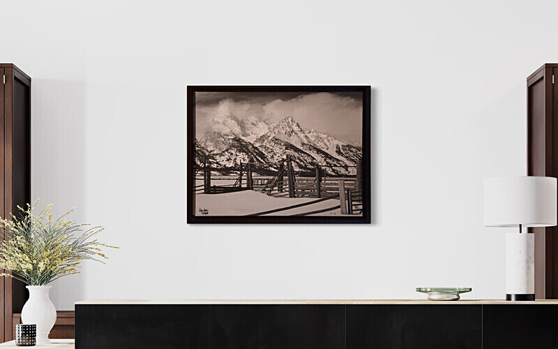 Vintage Teton Loading Corral-36x48 Canvas - Finished Artwork