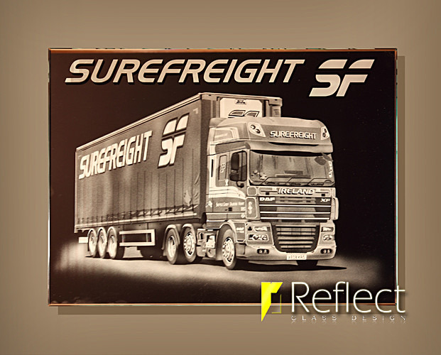 Reflect Glass Design Surefreight Lorry Mirror - Sendblasted Glass