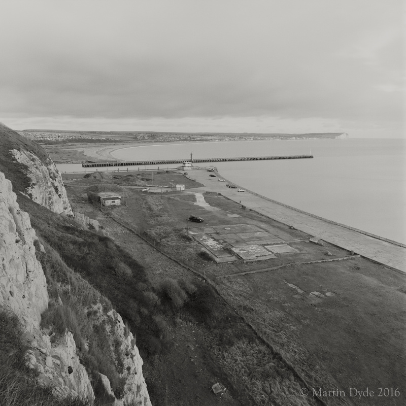 Newhaven Harbour entrance and car park | The Silver Monochrome: black-and-white film photography by Martin Dyde