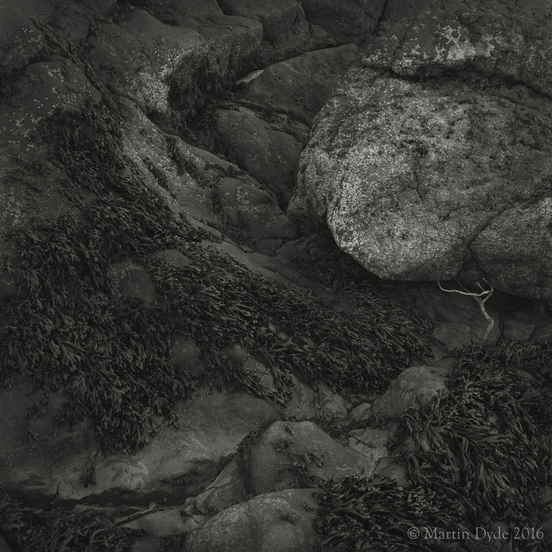 Foreshore with boulder and twig, Oxwich Bay, Gower, Wales | The Silver Monochrome: black-and-white film photography by Martin Dyde