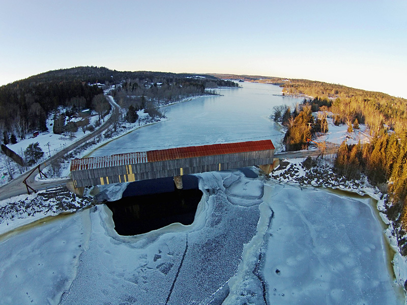 Milkish Inlet Covered Bridge #1 Bayswater New Brunswick Aerial View