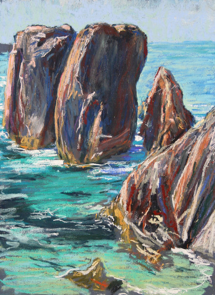 Mangersta Sea Stacs | Mangersta Beach | Pastel Drawing | Mangurstadh Gallery