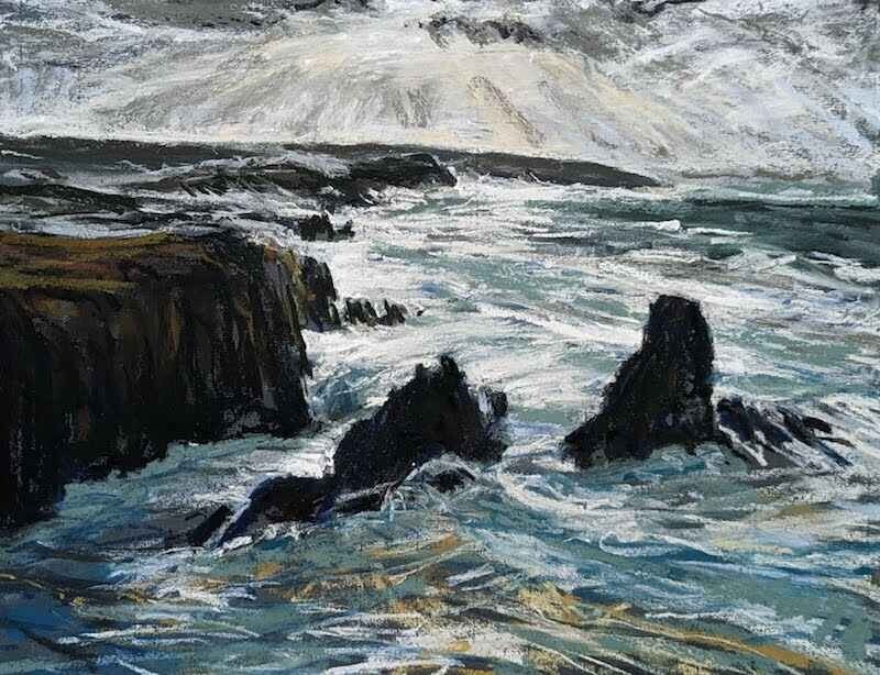 “Passing Storm Fibhig Mangersta” Scotland, Pastel by Derek Scanlan