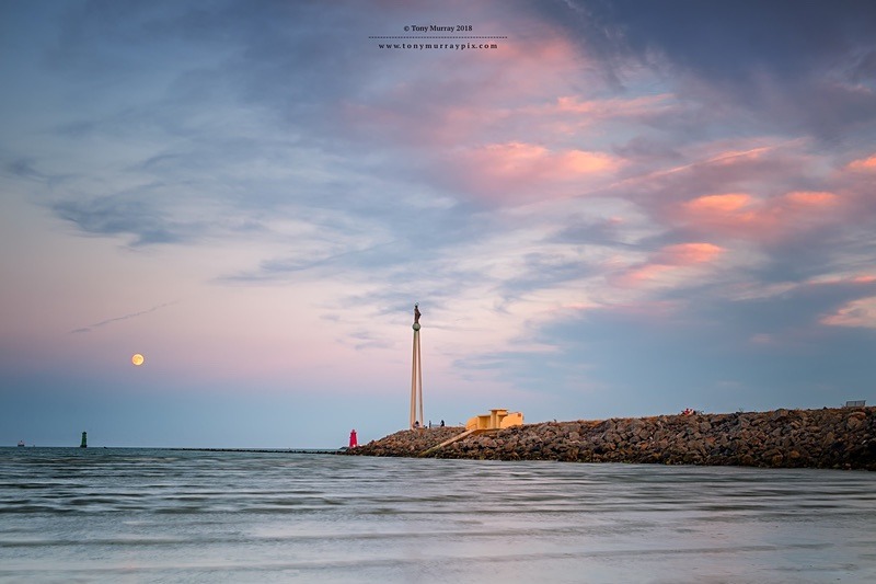 Sunset Moonrise at Bull Wall - Dublin