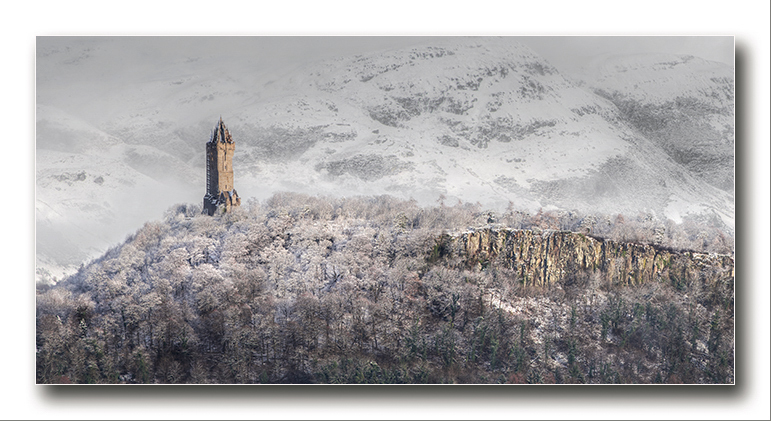 The National Wallace Monument (winter) panorama - Clackmannan & Stirlingshire