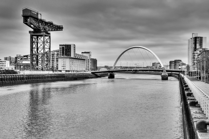 Finnieston crane  squinty bridge 03 BW - Glasgow & strathclyde