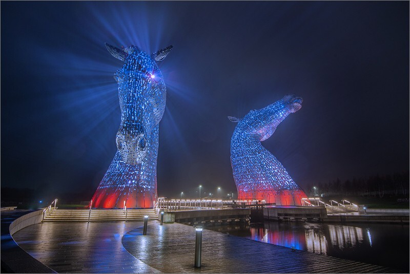 Kelpies light beams - Clackmannan & Stirlingshire