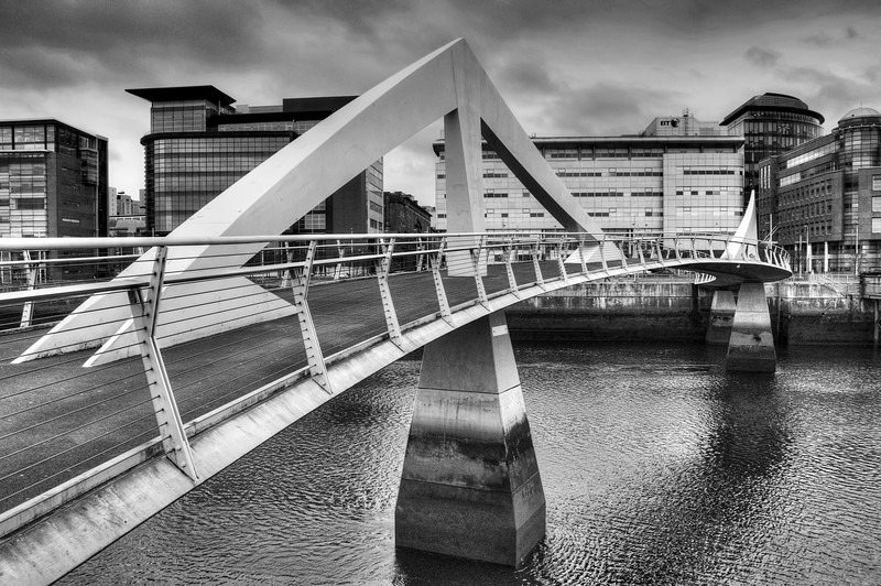 Tradeston Bridge Glasgow BW - Glasgow & strathclyde
