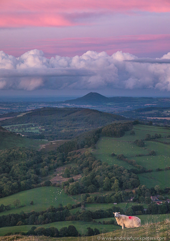 Dusk on Caer Caradoc towards The Wrekin