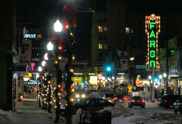 Broadway at Night - Fargo. North Dakota