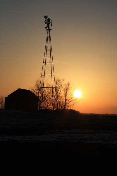 Weathered Windmill Sunset - SW Minnesota