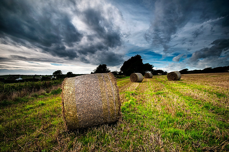 Haybales under Storm - Bigbury Challaborough and the South Hams