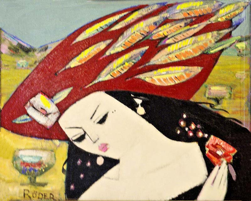 Feathered Hat - Oils