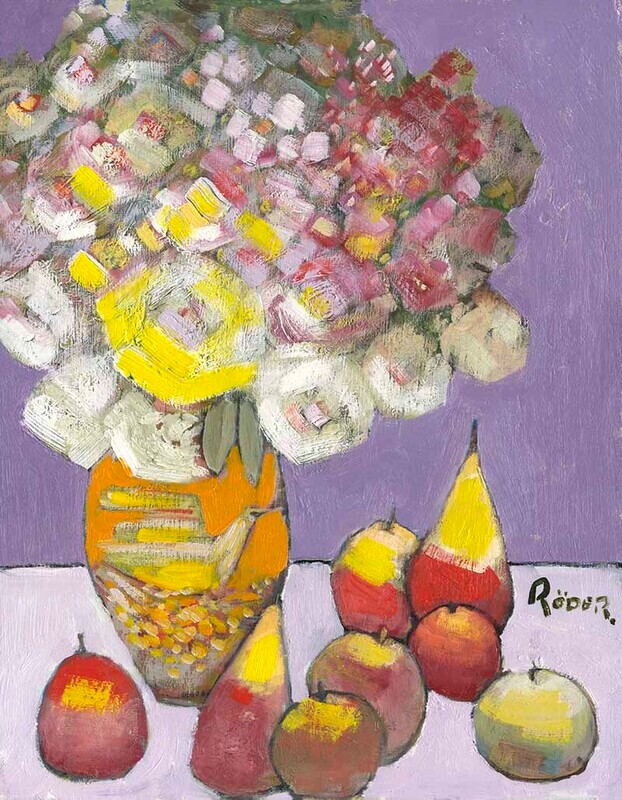 flowers fruit and vase - Oils