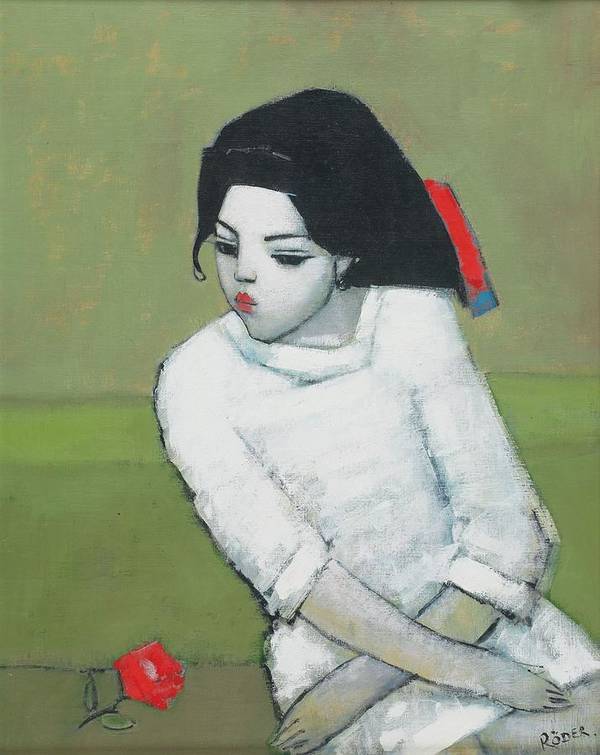 lizzie-in-white-oil-on-board-endre-roder - Oils