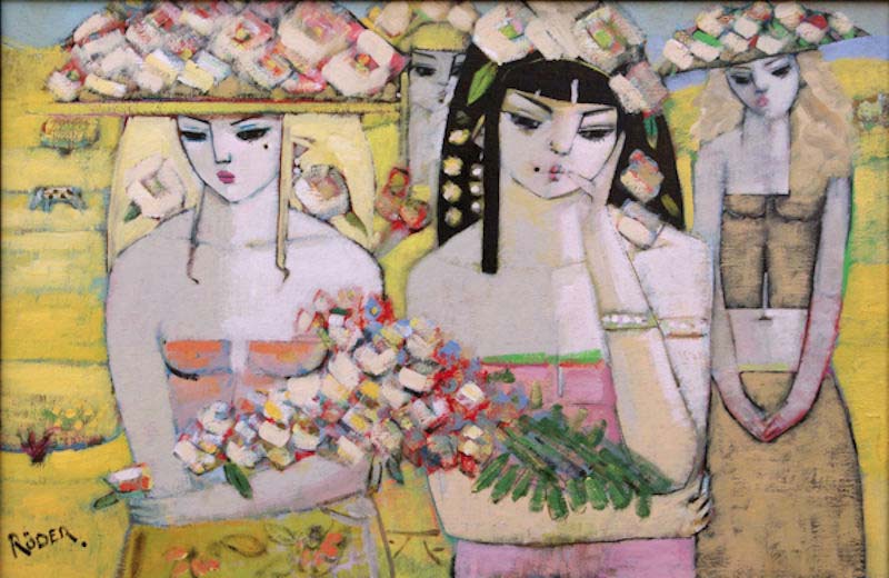 Four Girls From The Village SOLD - Oils