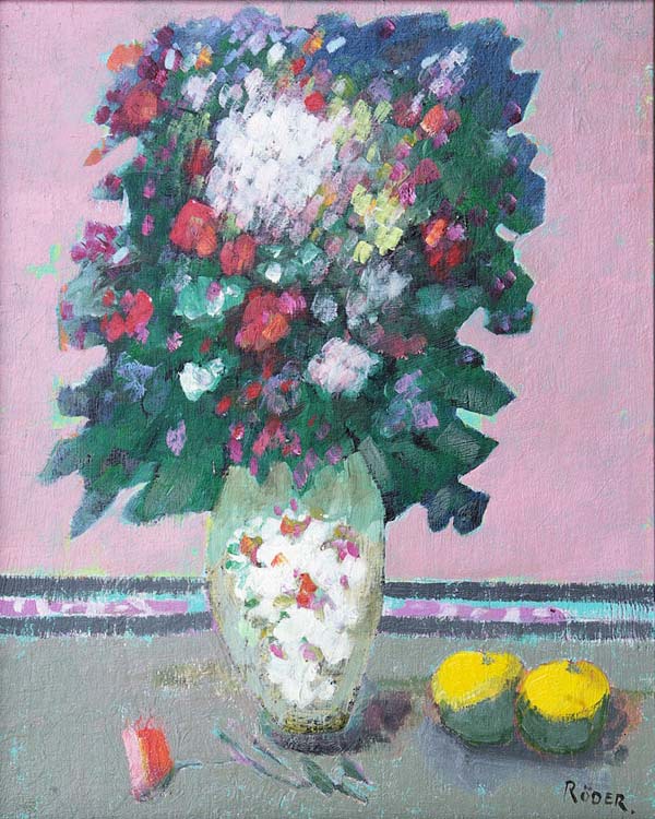 Two Apples And A Flower - Oils