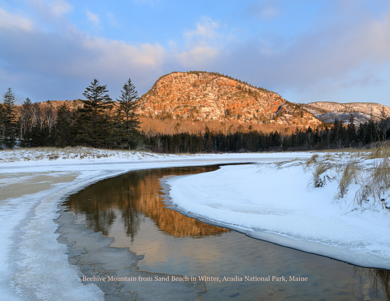 February: Beehive Mountain from Sand Beach, Acadia National Park