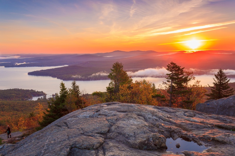 Hiking down Mt. Major at Sunrise