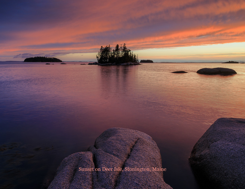 June: Sunset on Deer Isle, Stonington, Maine - 2023 Natural New England Calendar