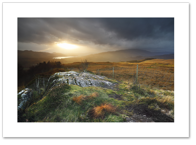 Dramatic light over The Trossachs, Callander Crags