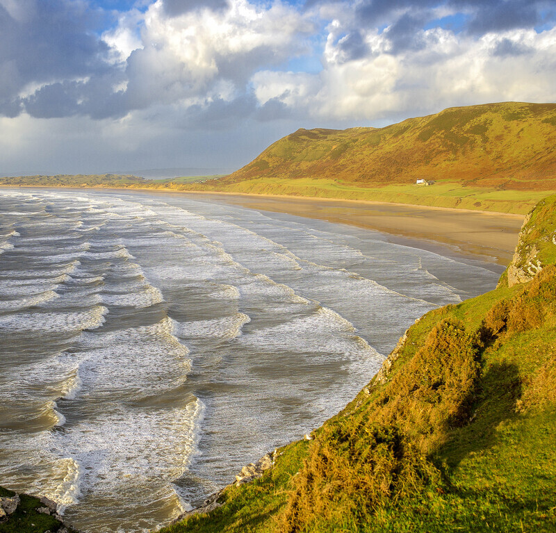 Gales at Rhossili, Gower Peninsula.  EDC.235 - Wales and Northern Ireland