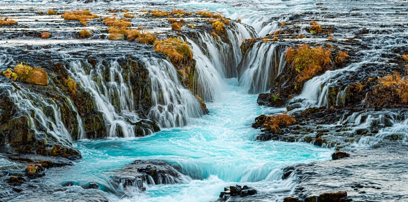 Bruarfoss Waterfall. - South America and Iceland.